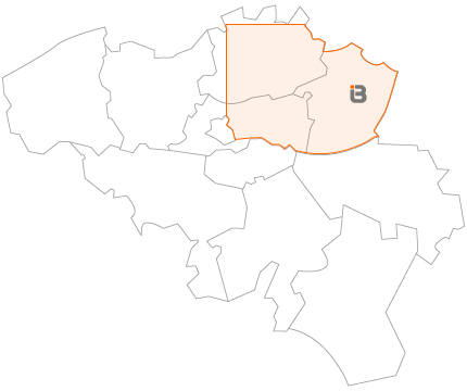 werkgebied op kaart van België
